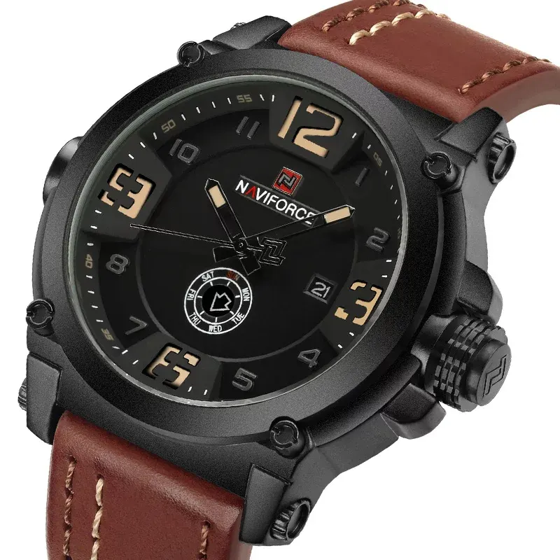 Naviforce Japan Quartz Dual-time Black Dial Men's Watch- NF9099